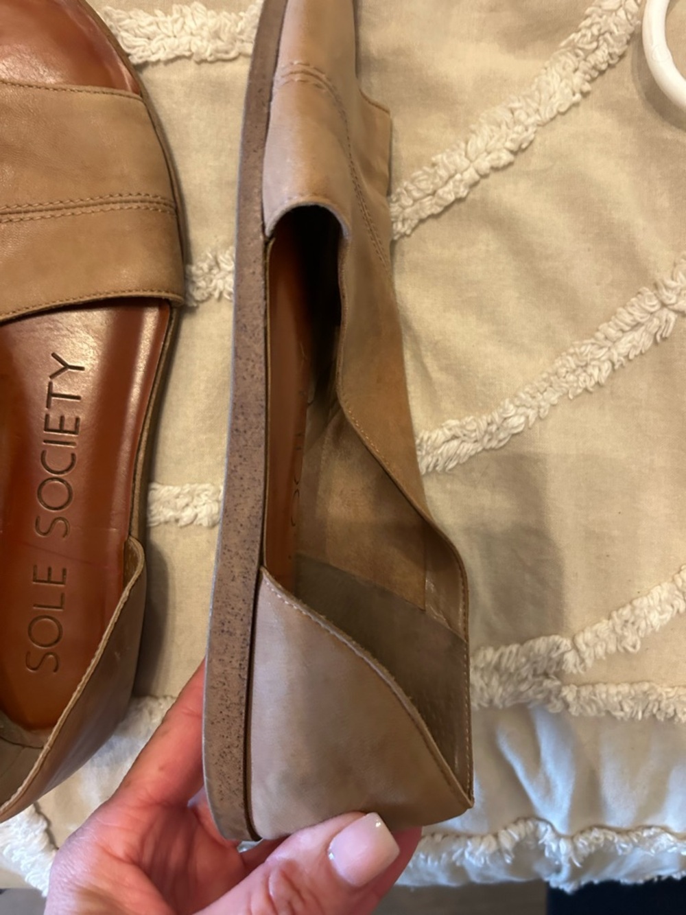 Sole Society Tan Suede Open-Toe Slide Sandals - Picture 2 of 7